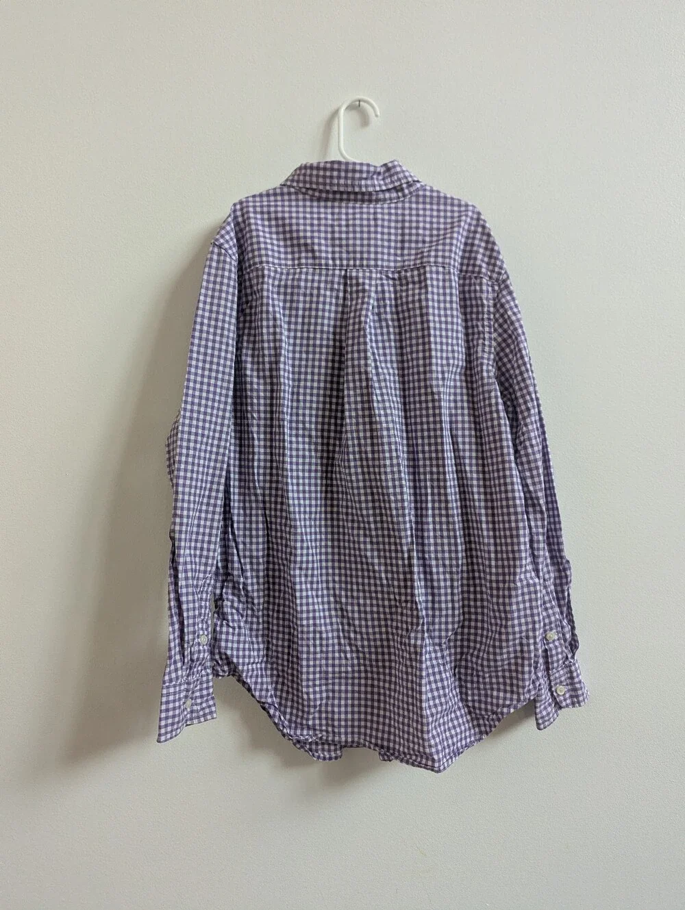 Vtg Ralph Lauren Button Down Shirt 14-16 Boys Purple Gingham Long Sleeve
